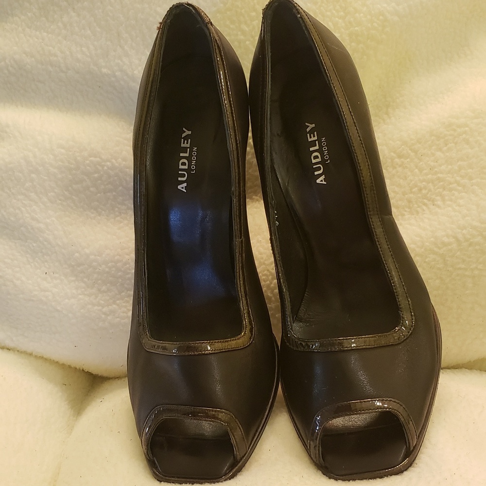 Audley London Black Open Toe Heels